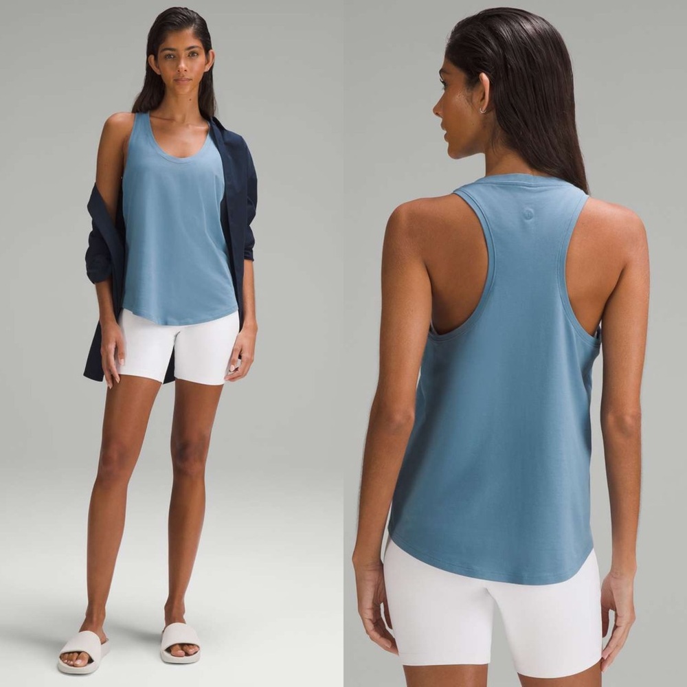 NWT Lululemon Love Tank Top Utility Blue W1DAGS Pima Cotton Size 6
